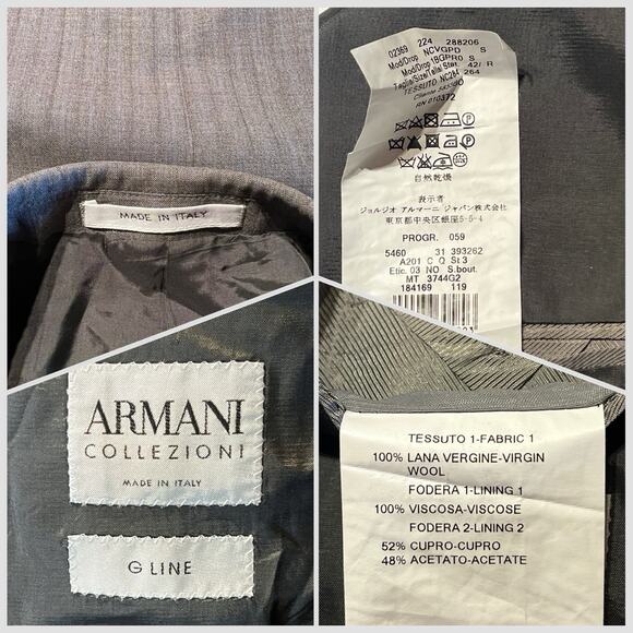 Armani Collezioni G-Line 42R 38x28 Slim Italian Cut Gray Blue Tan Stripe Suit - Picture 16 of 16